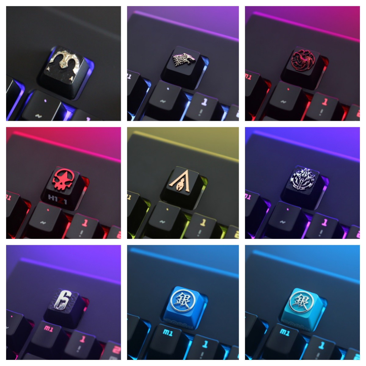 1pc Artisan Metal Keycaps for Mechanical Keyboard H1Z1 / FATE / GOT / Rainbow Six / Overlord